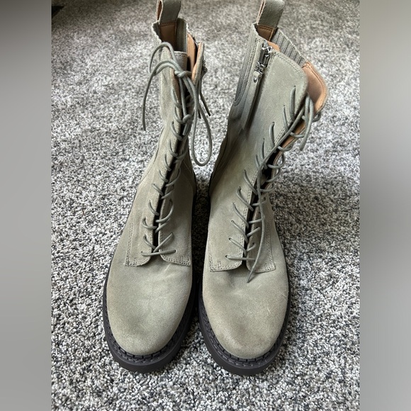 SAM EDELMAN LEX sage green suede leather combat boots size 8 - Picture 15 of 15